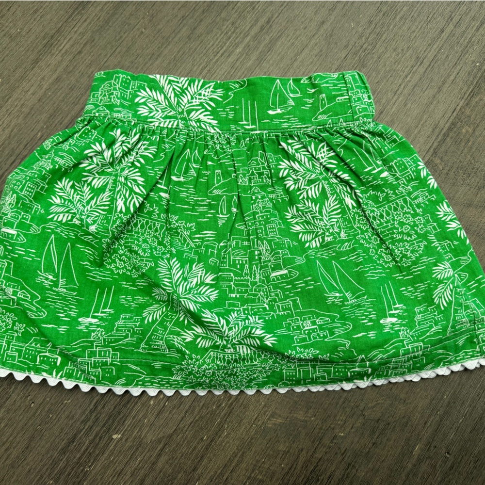 Girls Kayce Hughes Green and White Patterned Skirt